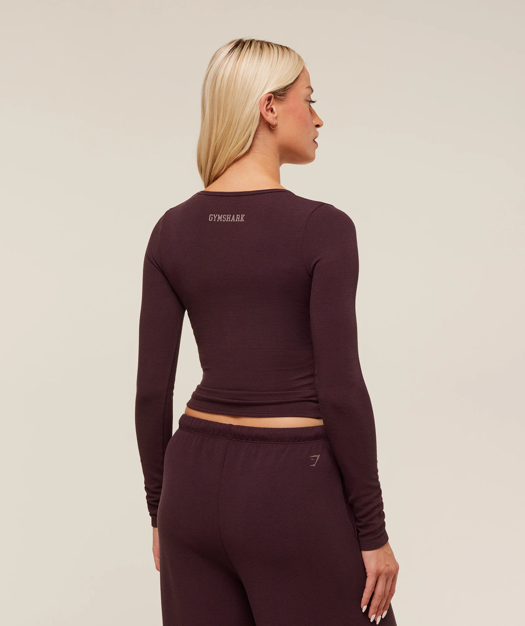 Gymshark Waffle Long Sleeve Top - Cherry Purple - Image 2