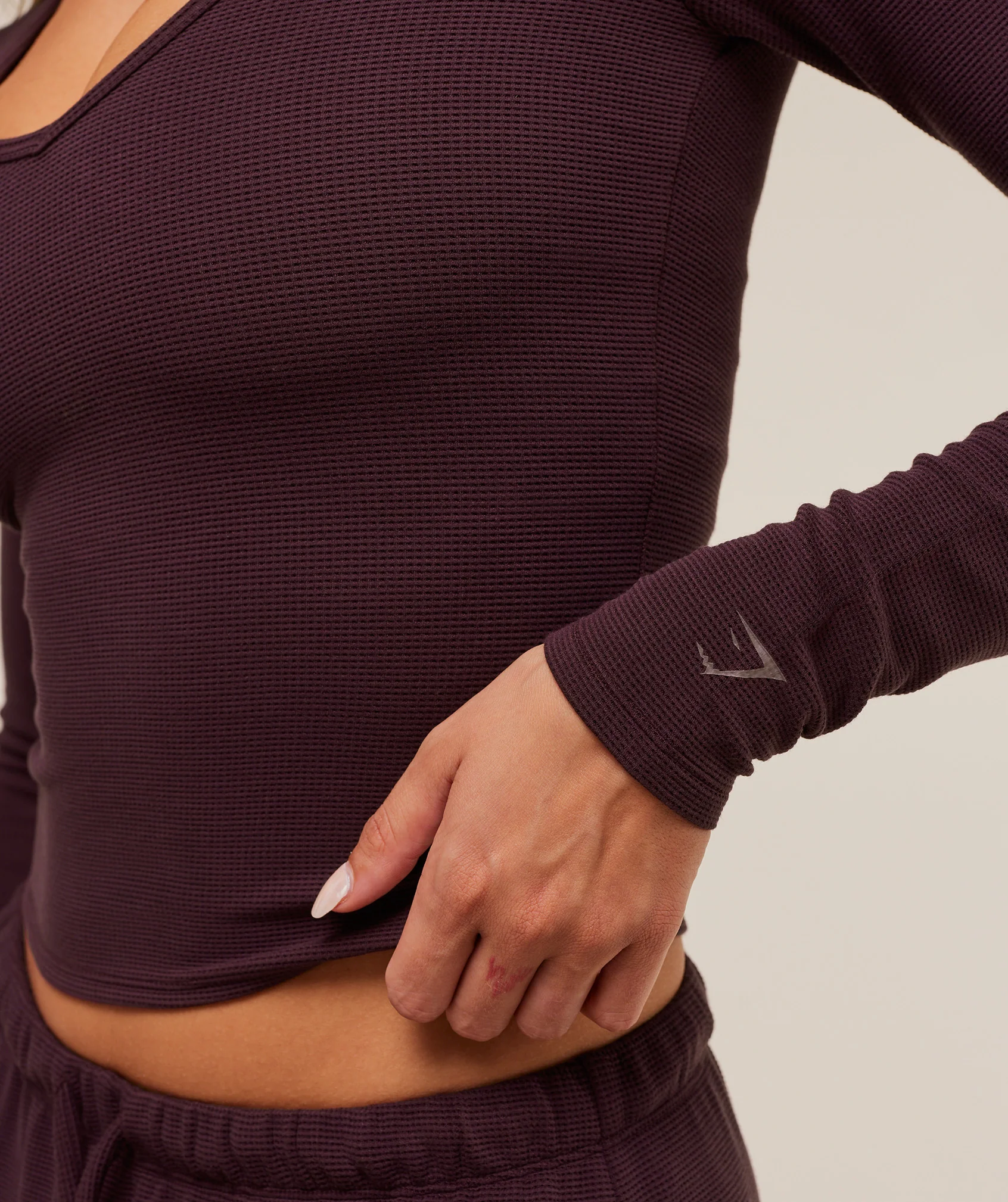 Gymshark Waffle Long Sleeve Top - Cherry Purple - Image 6