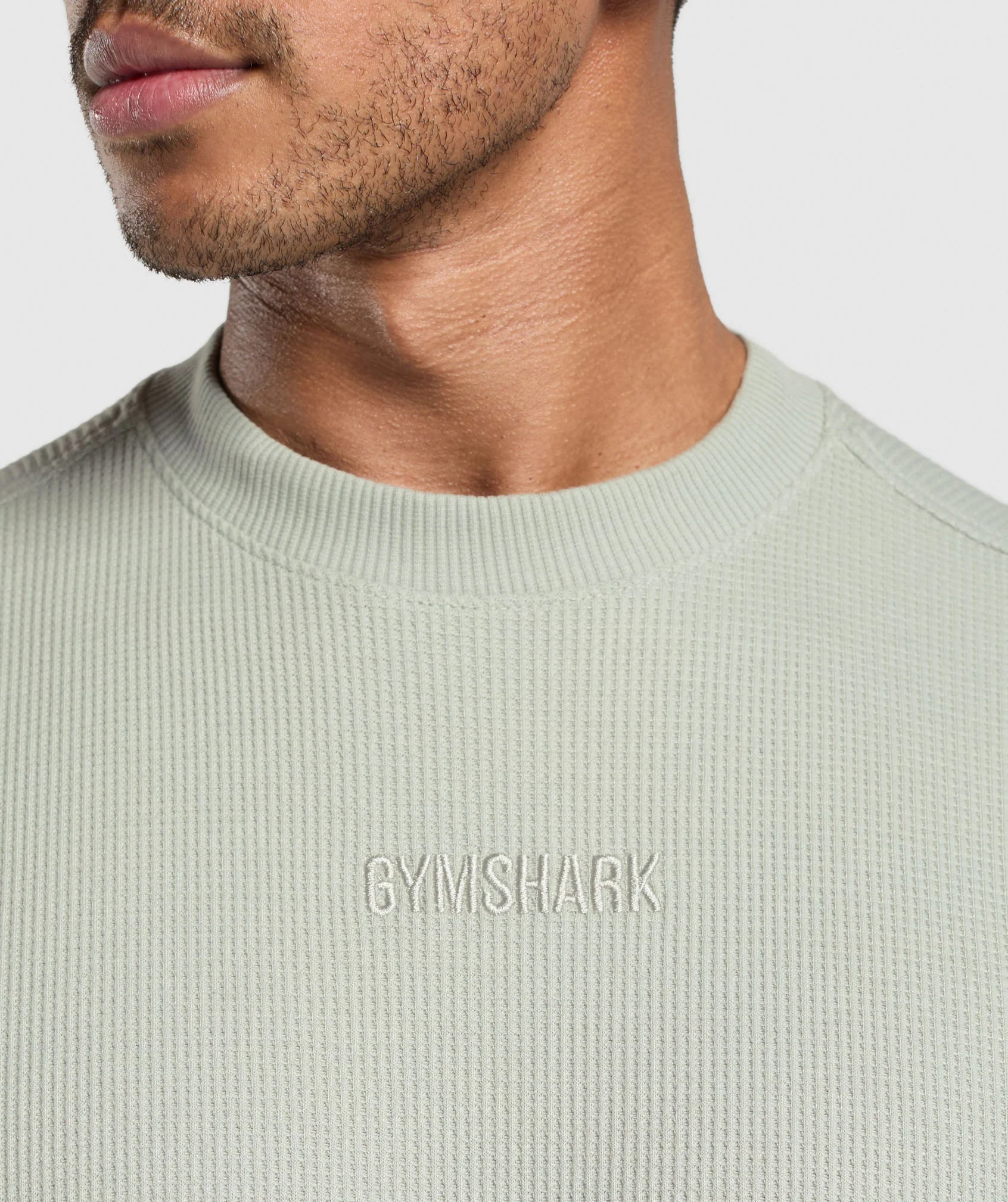 Gymshark Waffle Oversized T-Shirt - Stone Grey - Image 4