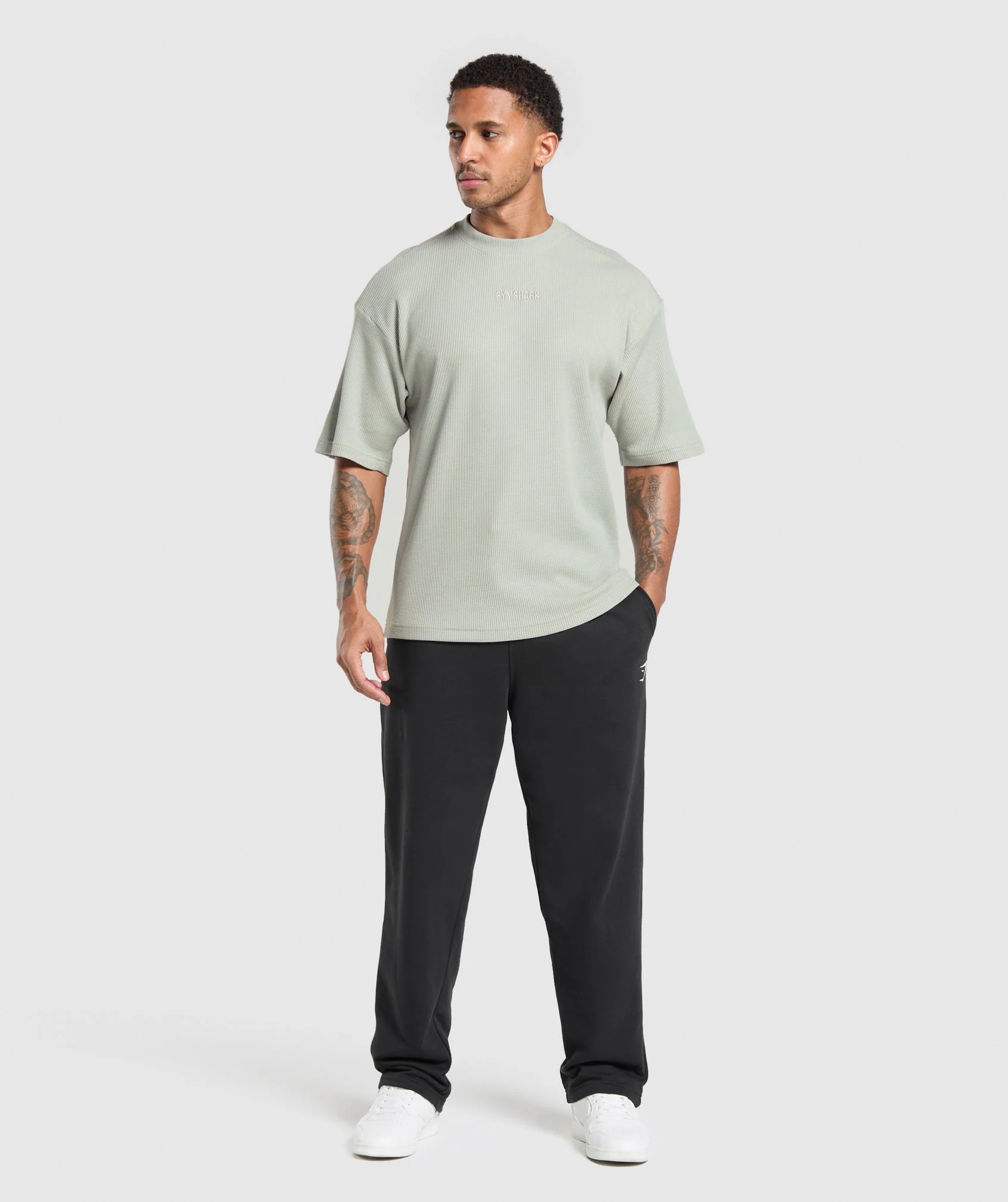 Gymshark Waffle Oversized T-Shirt - Stone Grey - Image 6