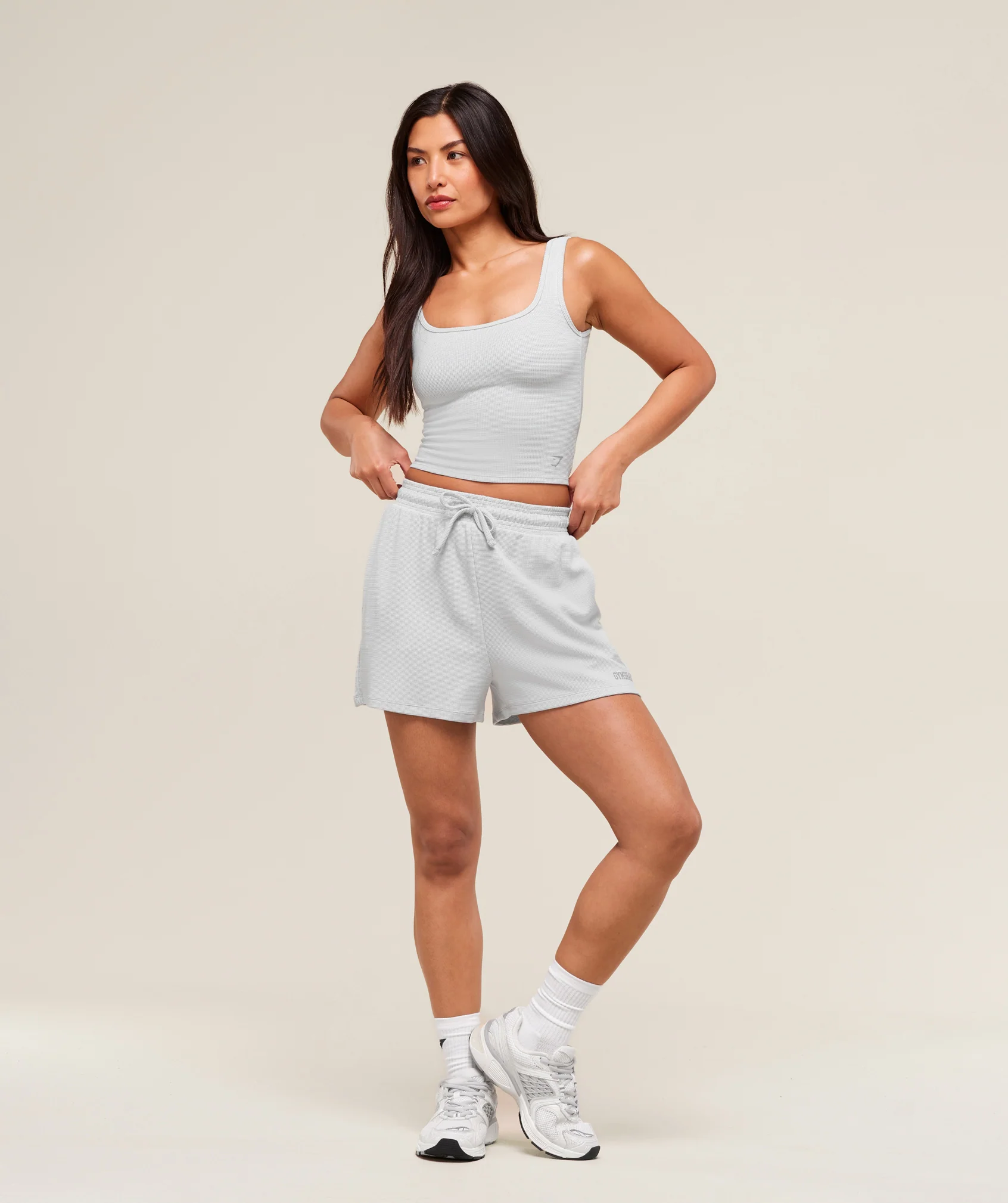 Gymshark Waffle Shorts - Light Grey - Image 5