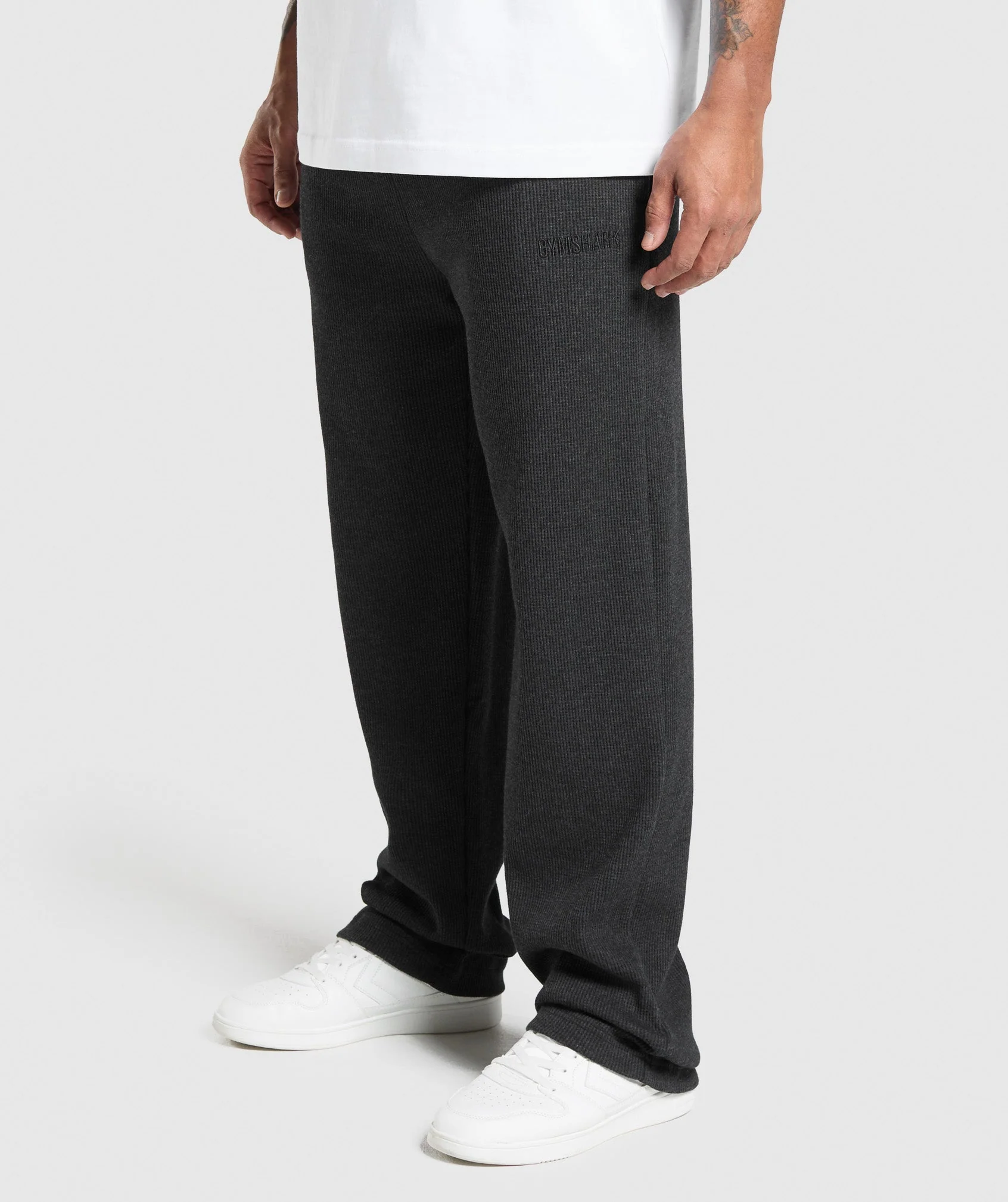 Gymshark Waffle Straight Leg Joggers - Black - Image 2