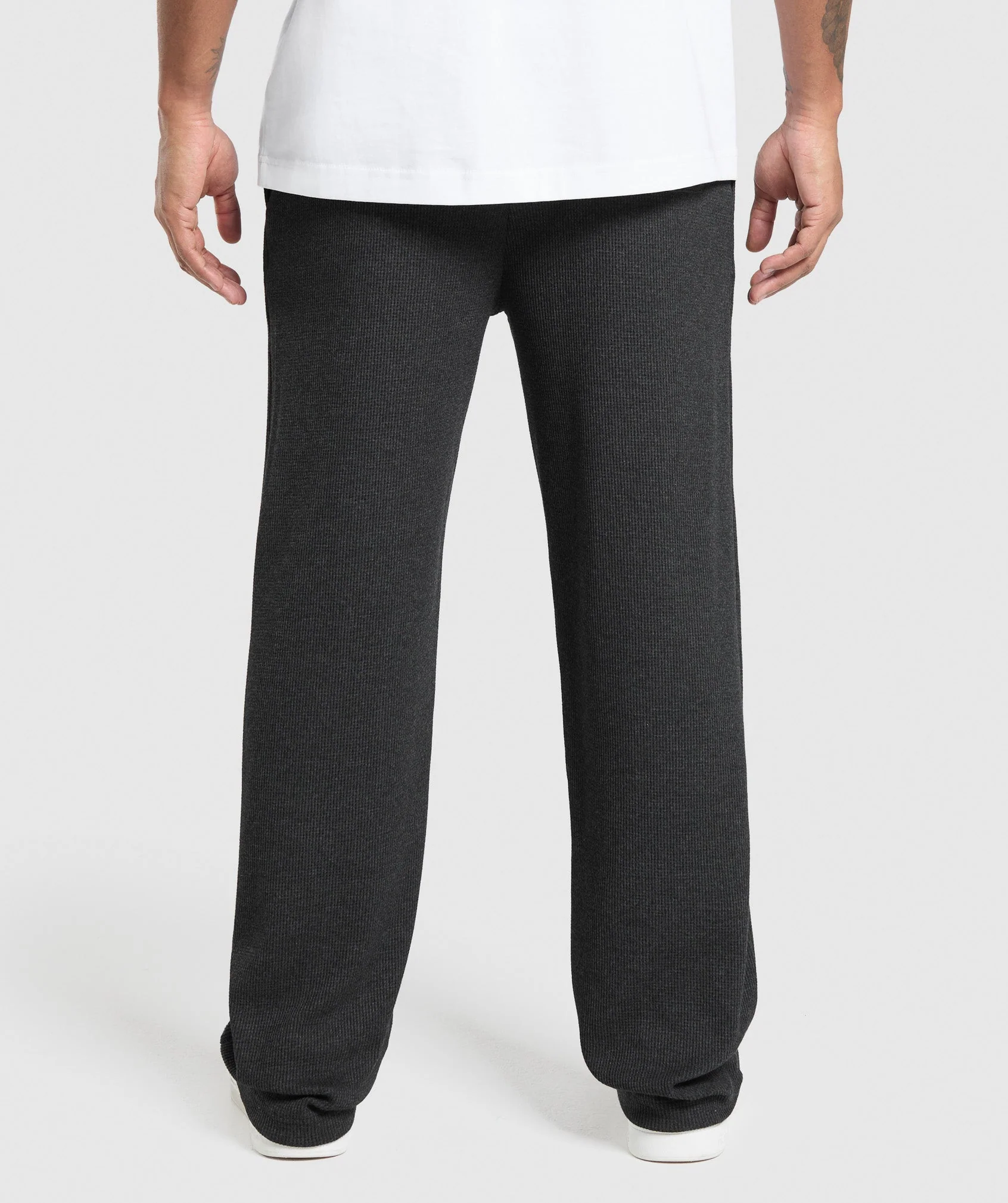 Gymshark Waffle Straight Leg Joggers - Black - Image 3