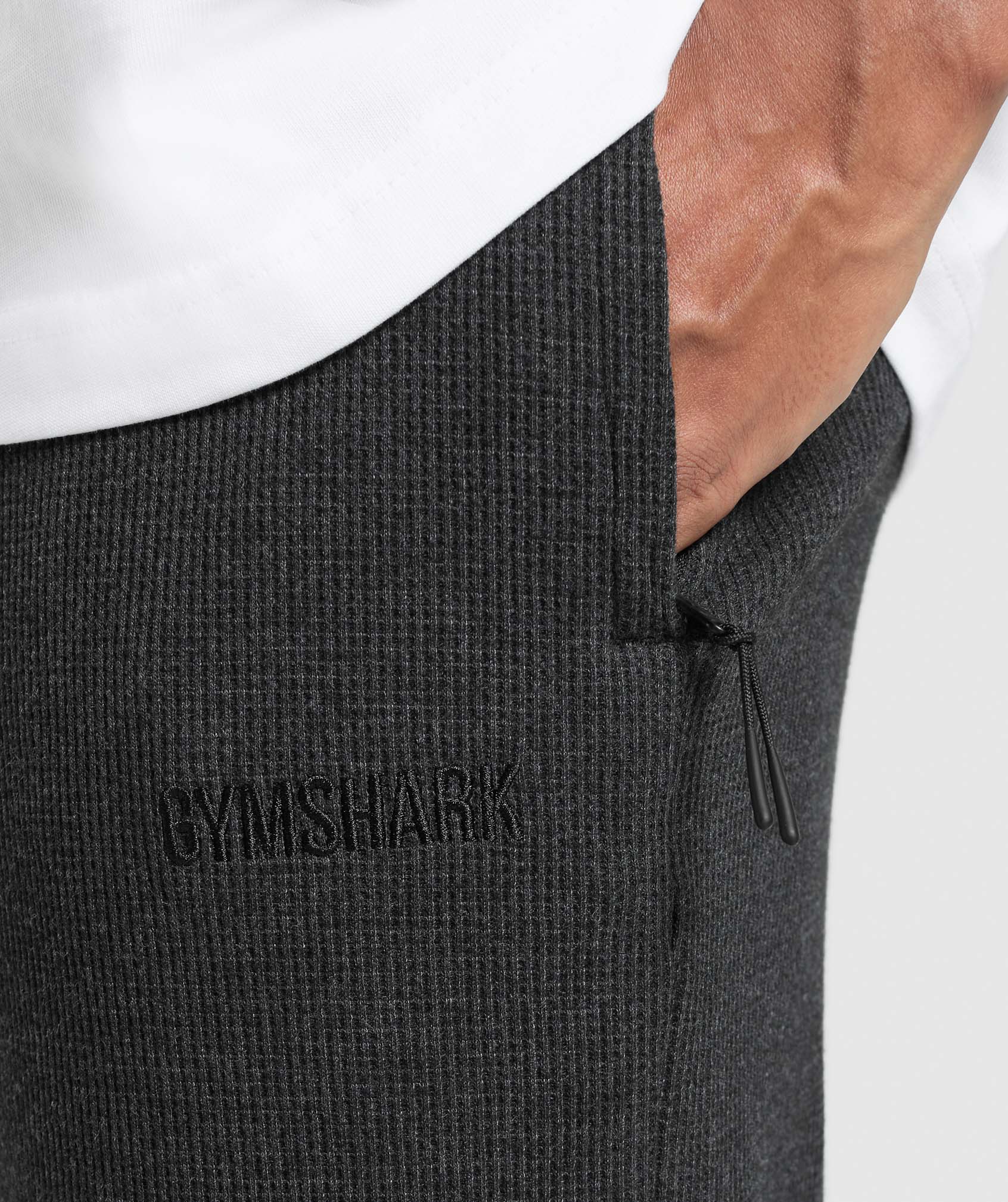 Gymshark Waffle Straight Leg Joggers - Black - Image 5