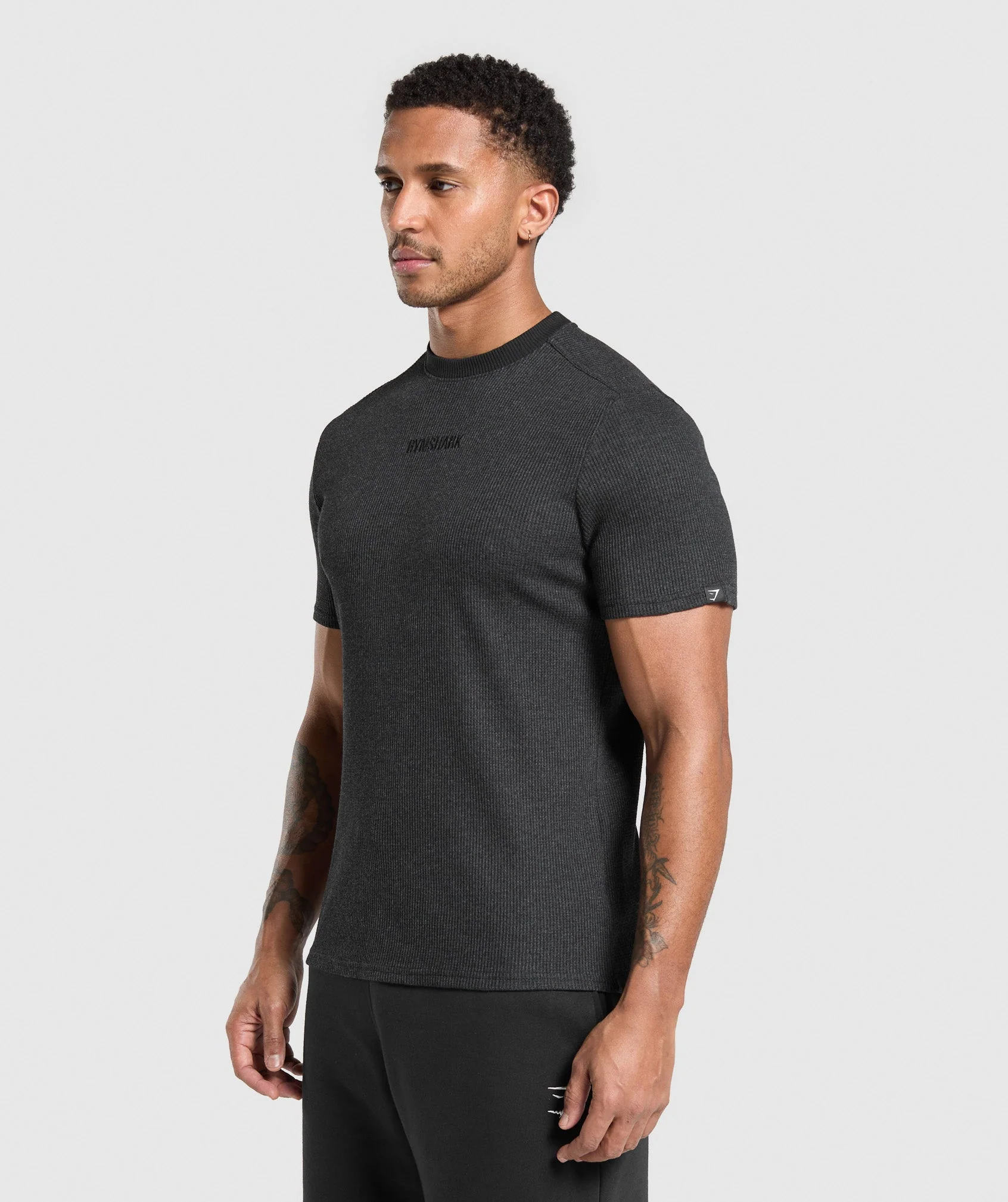 Gymshark Waffle T-Shirt - Black - Image 3