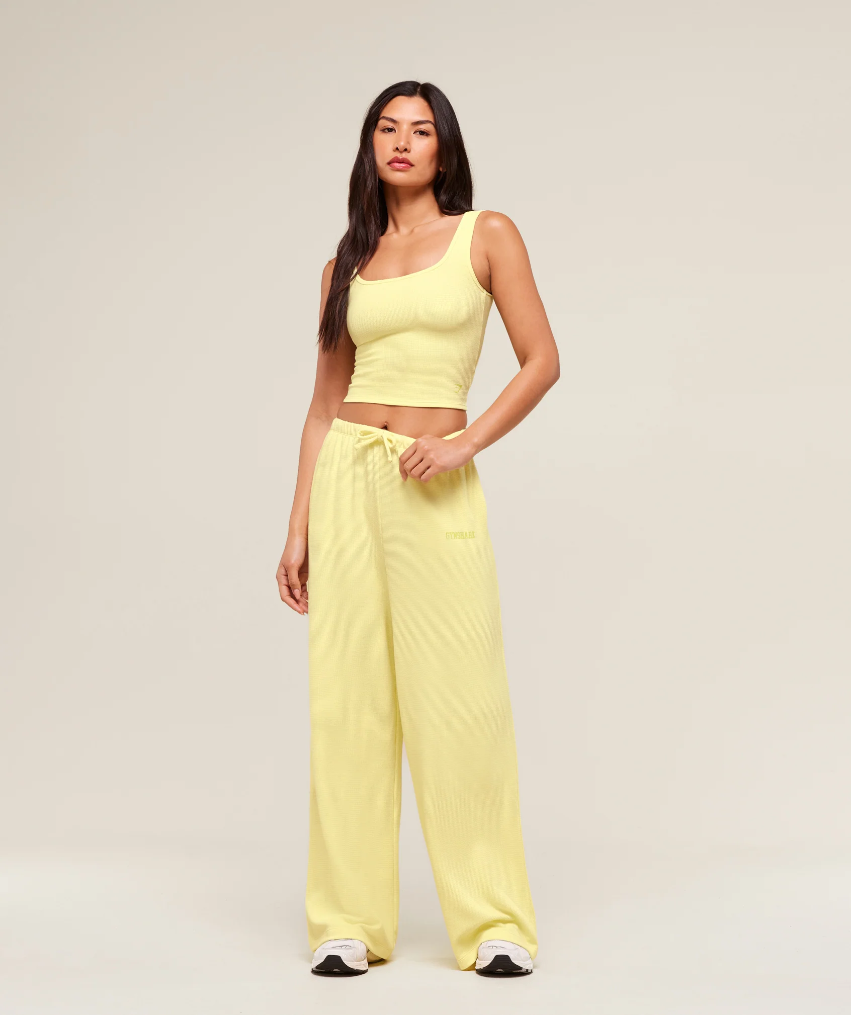 Gymshark Waffle Wide Leg Pants - Refresh Yellow - Image 3