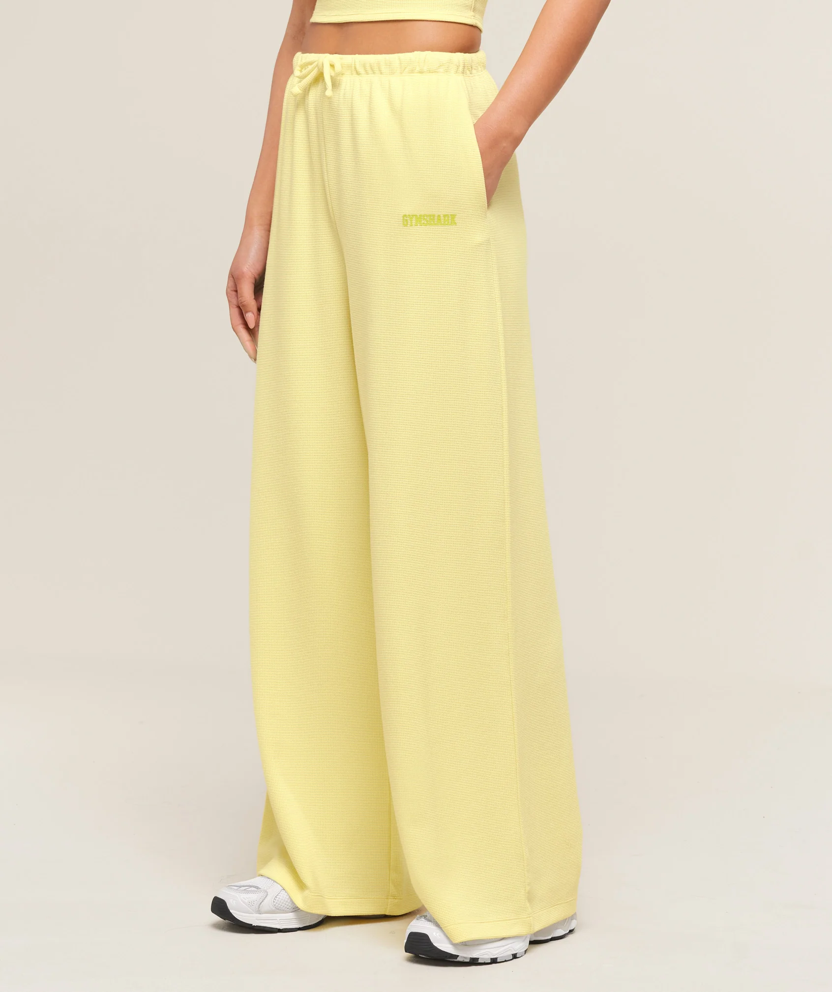 Gymshark Waffle Wide Leg Pants - Refresh Yellow - Image 4