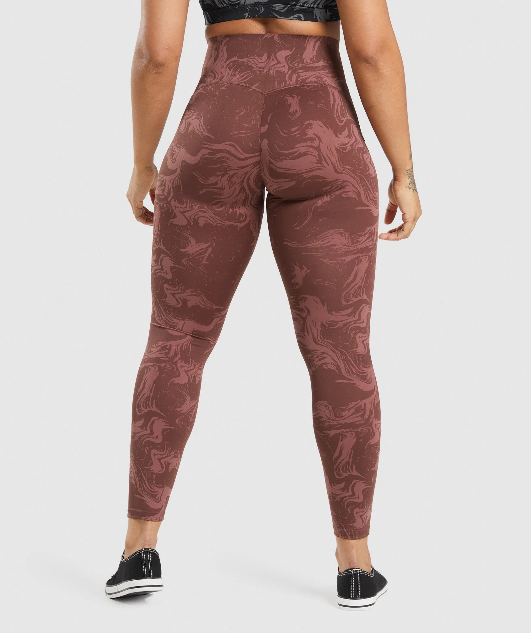 Gymshark Waist Support Leggings - Cherry Brown Print - Image 2
