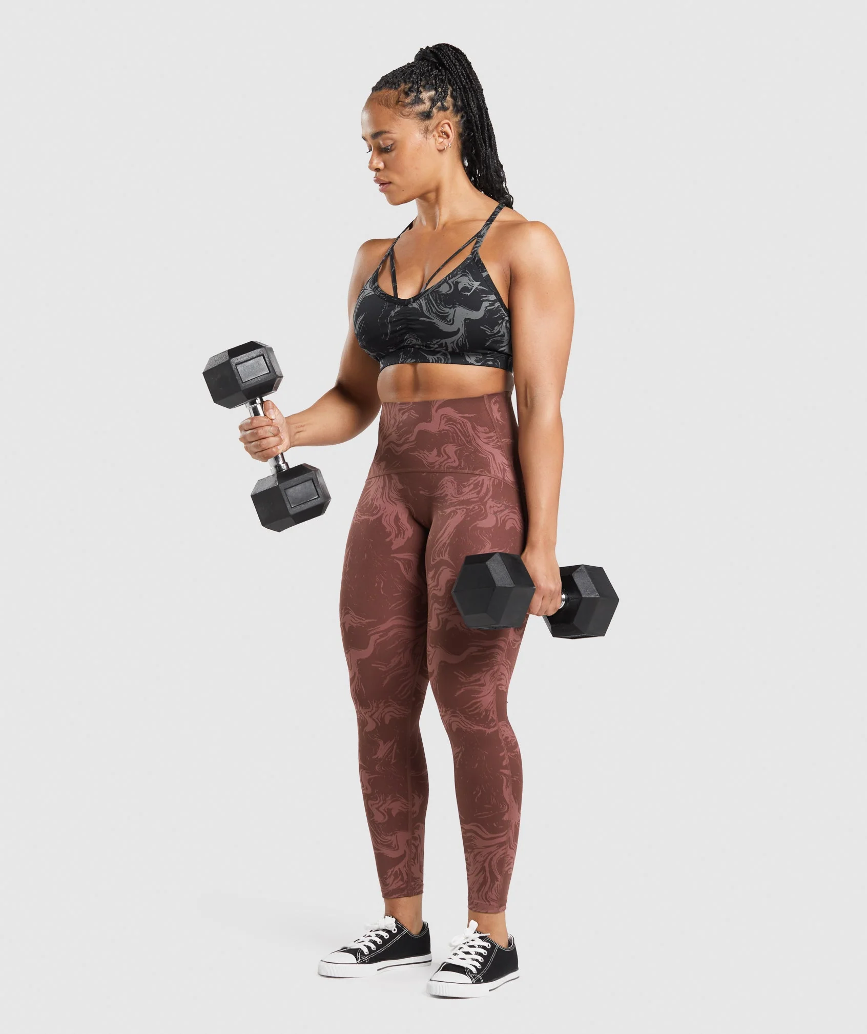 Gymshark Waist Support Leggings - Cherry Brown Print - Image 4