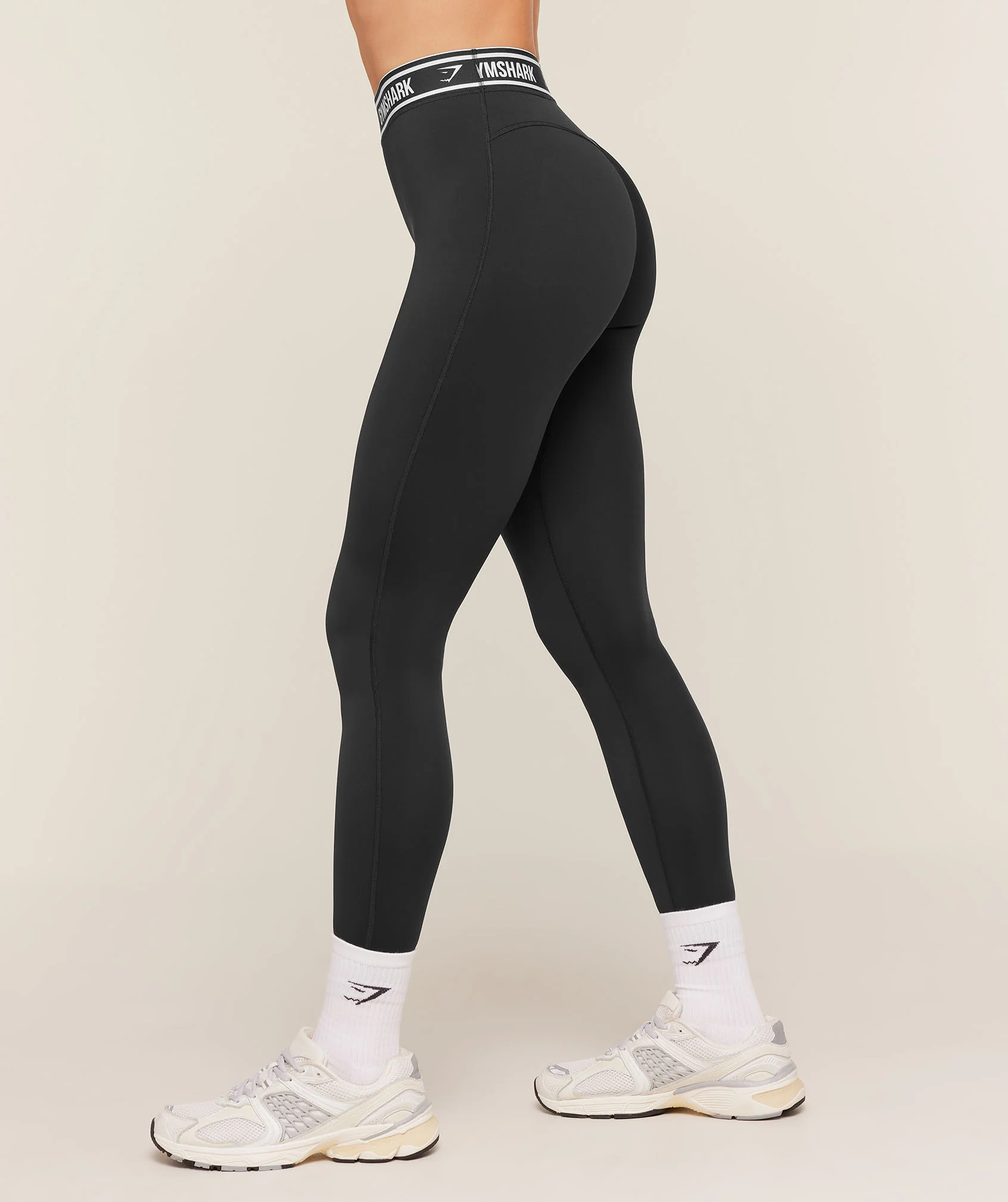 Gymshark Waistband Logo Leggings - Black - Image 3