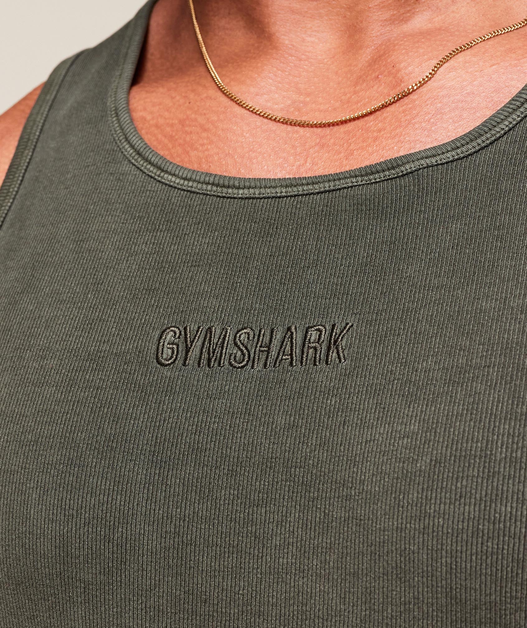 Gymshark Washed Premium Ribbed Tank - Strength Green - Image 6