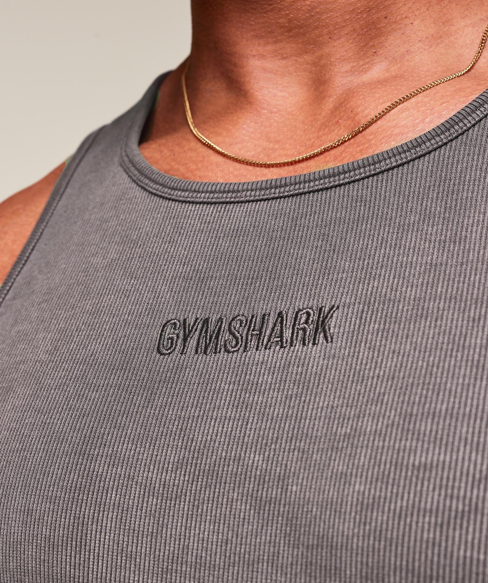 Gymshark Washed Premium Ribbed Tank - Onyx Grey - Image 6