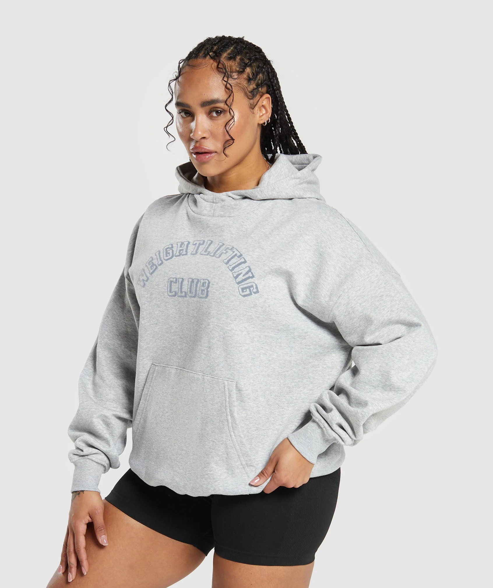 Gymshark Weightlifting Oversized Hoodie - Light Grey Core Marl - Image 3