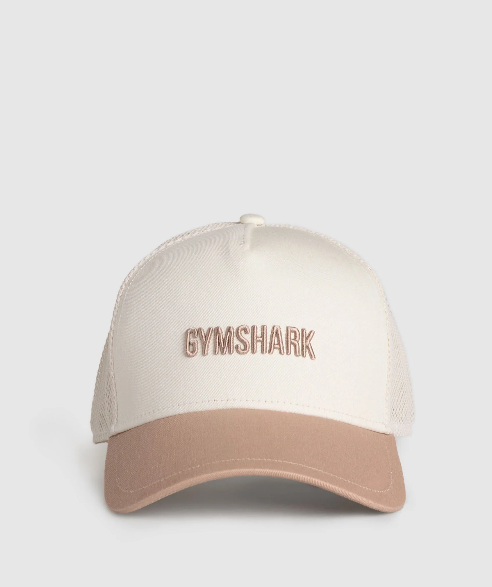 Gymshark Wordmark Trucker Cap - Oat White/Deep Fawn Brown