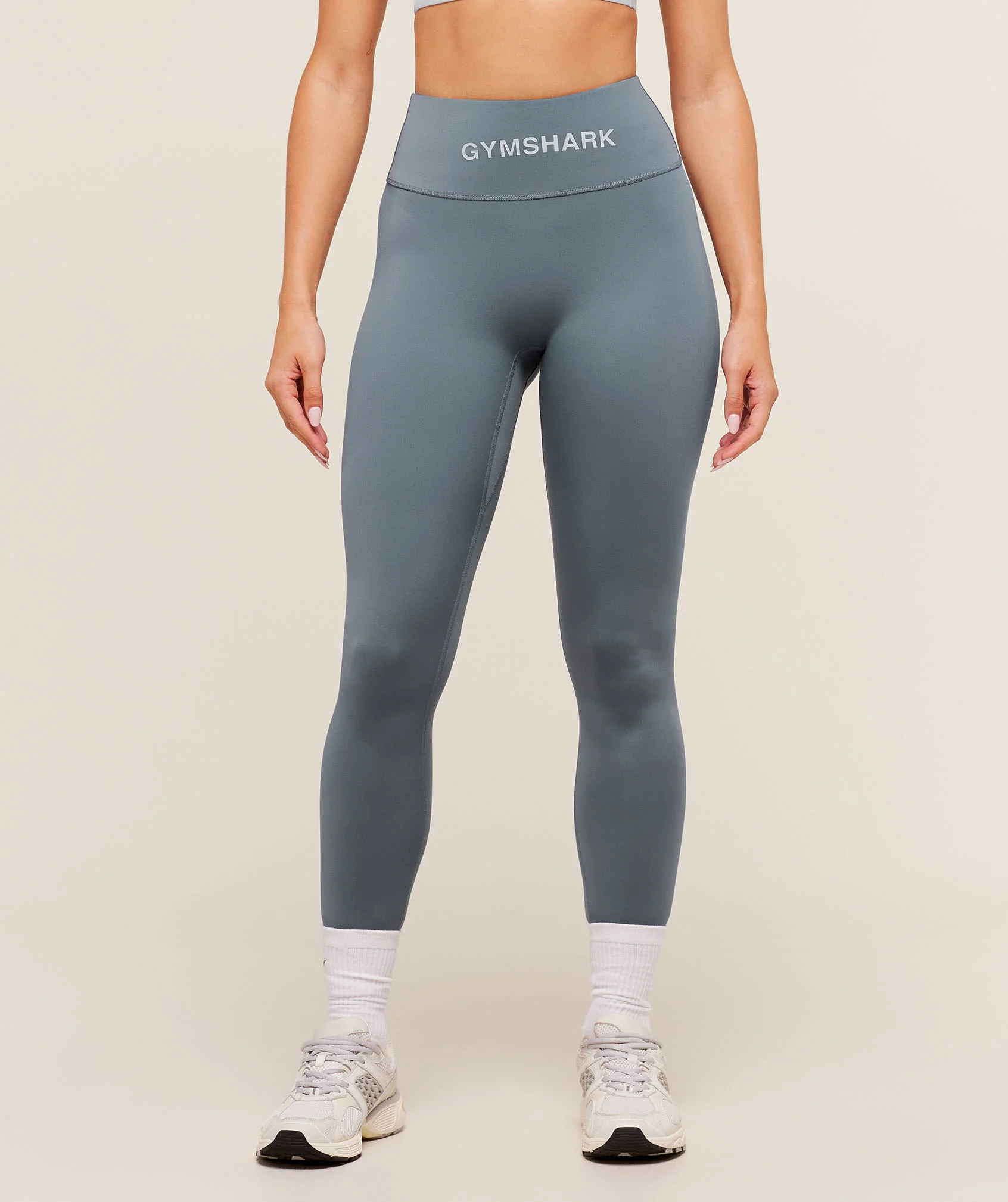 Gymshark Wordmark Waistband Leggings - Iron Blue