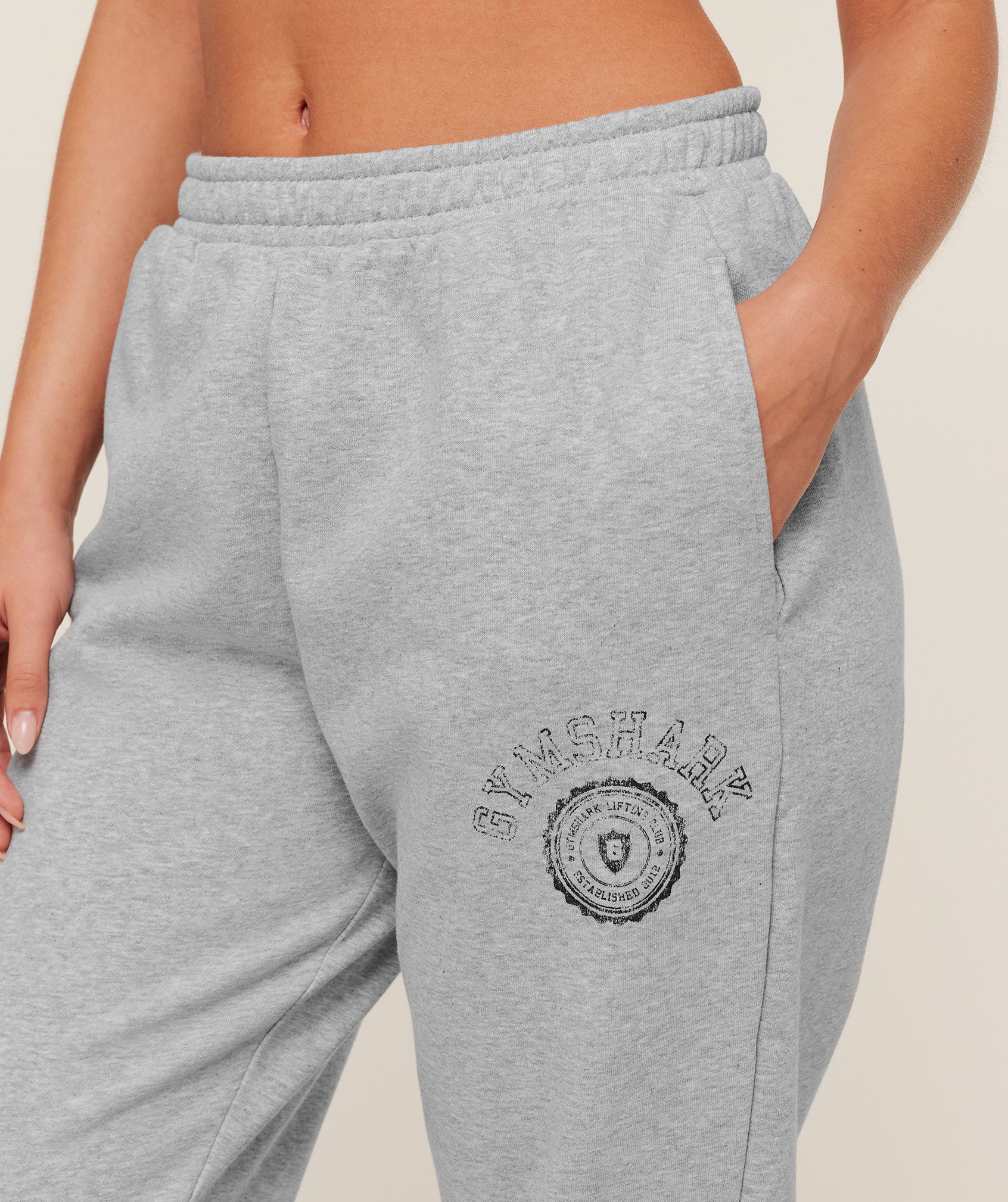 Gymshark Worn Crest Graphic Joggers - Light Grey Core Marl - Image 5