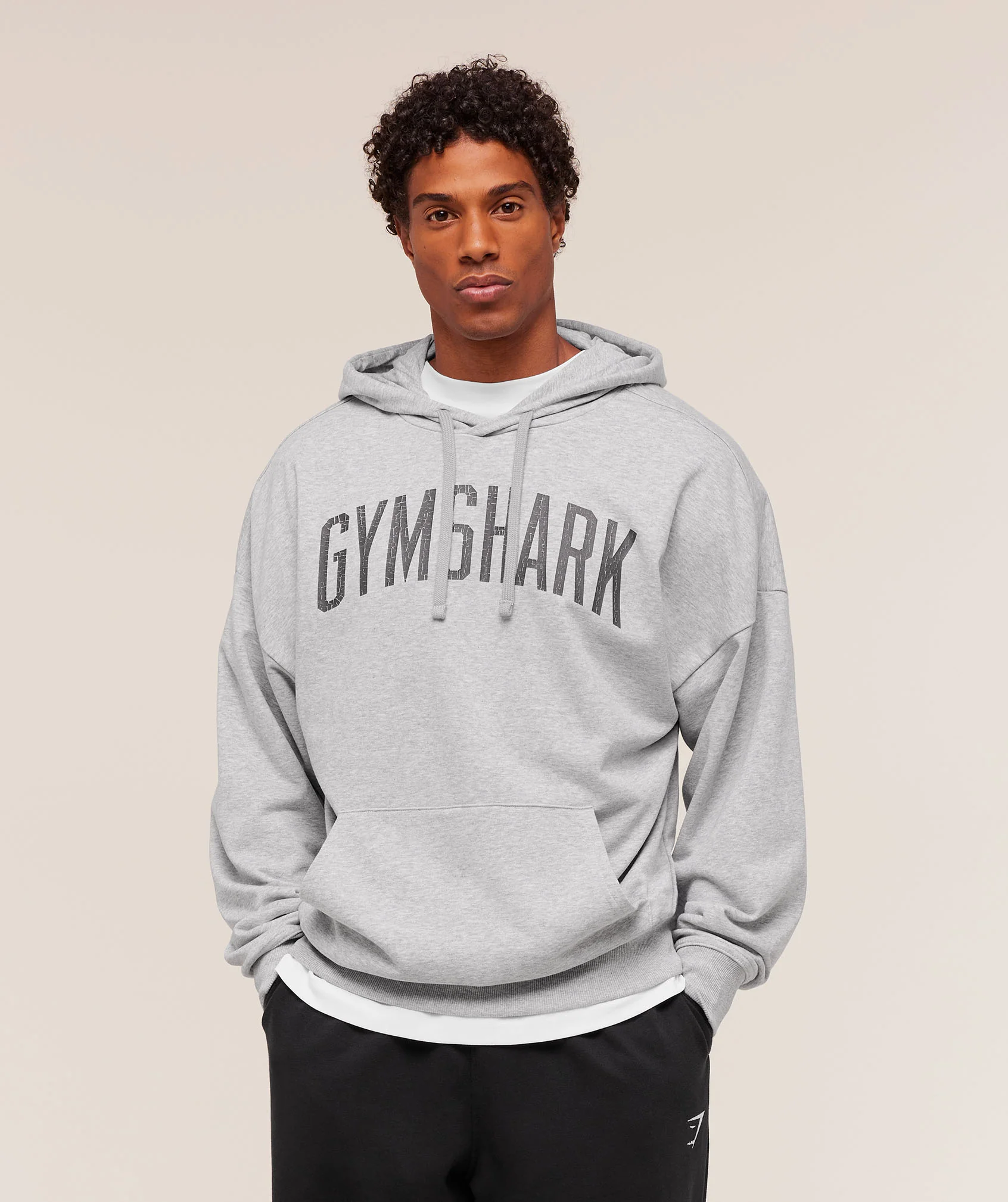 Gymshark Worn Graphic Hoodie - Light Grey Core Marl