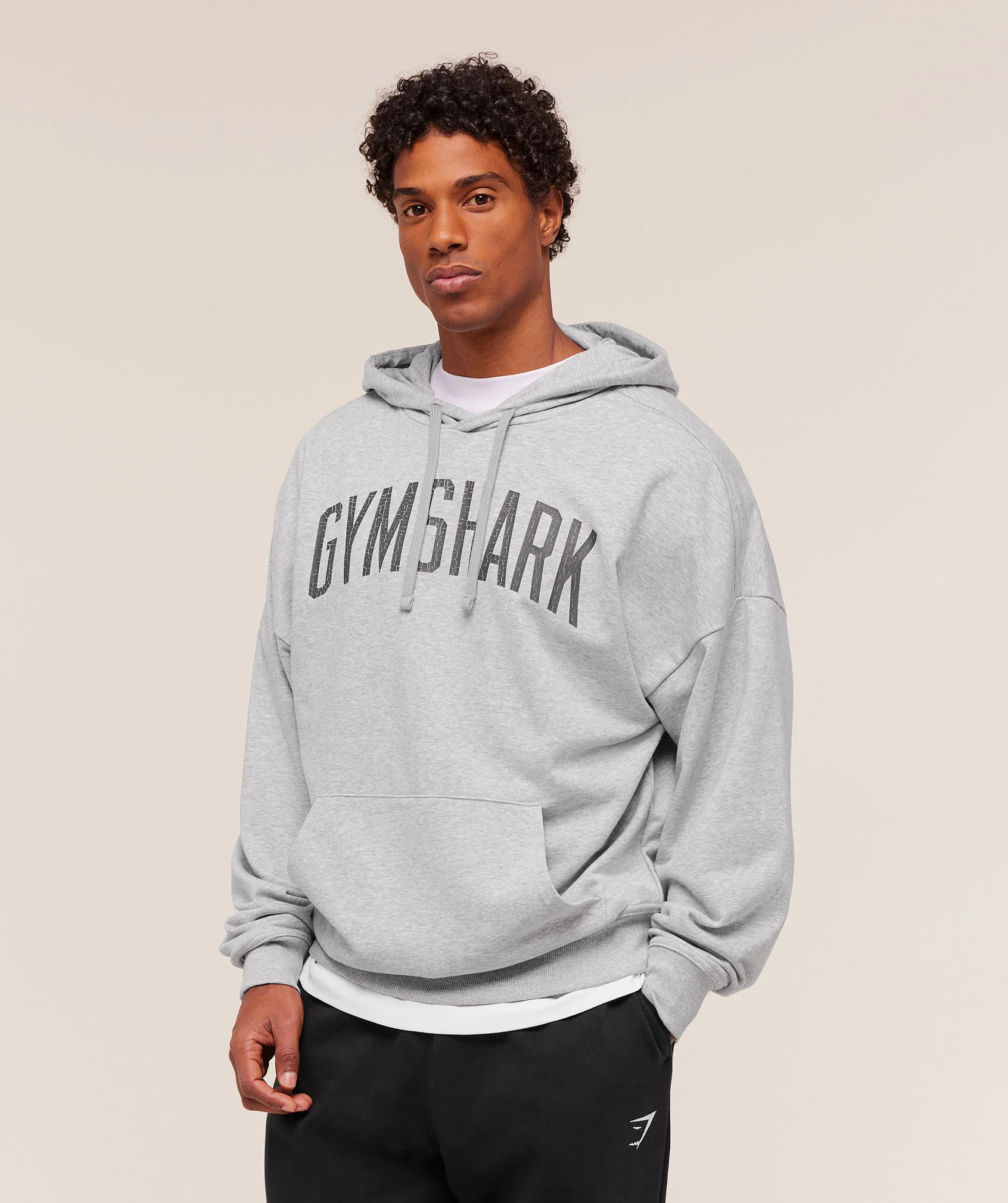 Gymshark Worn Graphic Hoodie - Light Grey Core Marl - Image 3