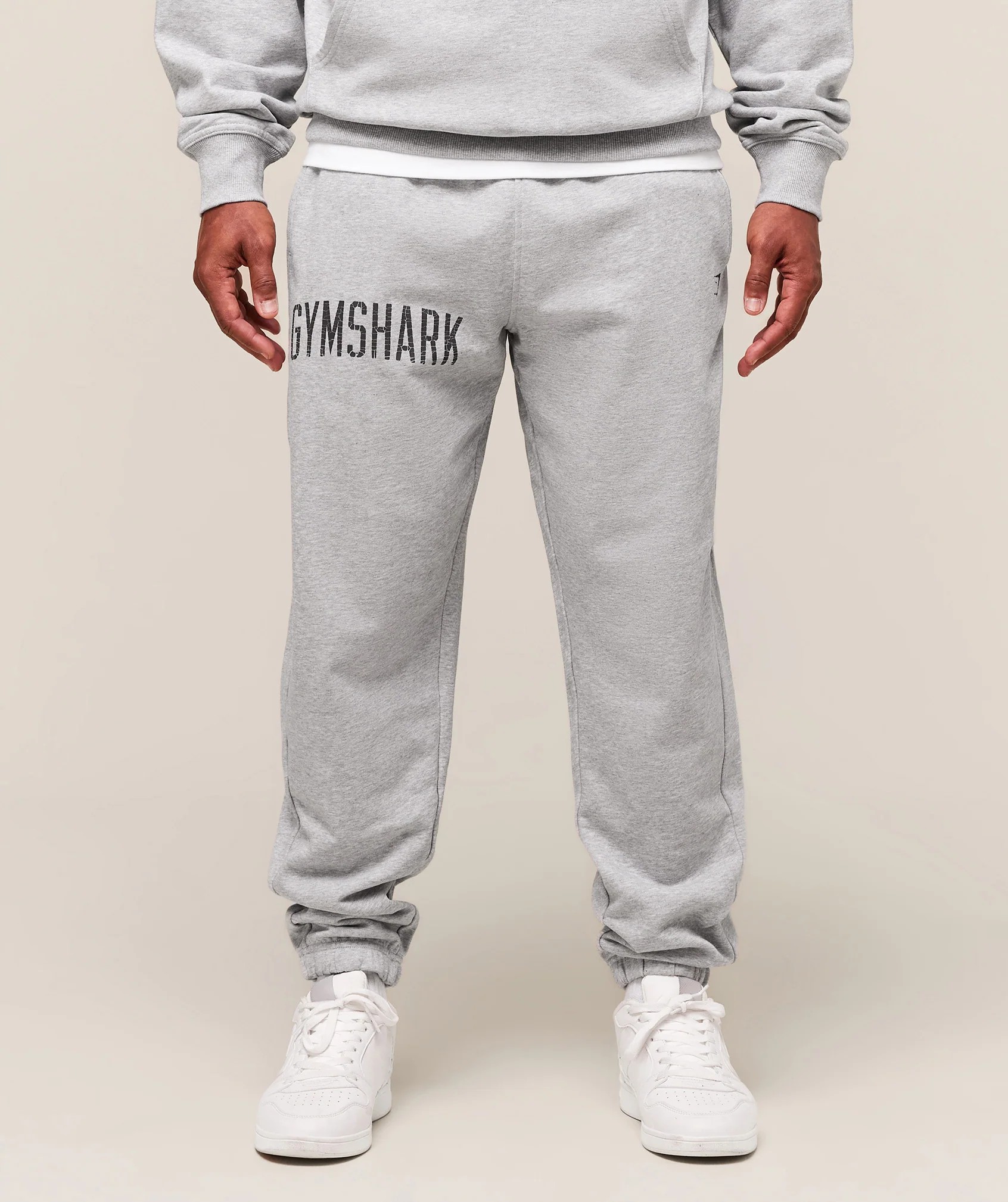 Gymshark Worn Graphic Joggers - Light Grey Core Marl
