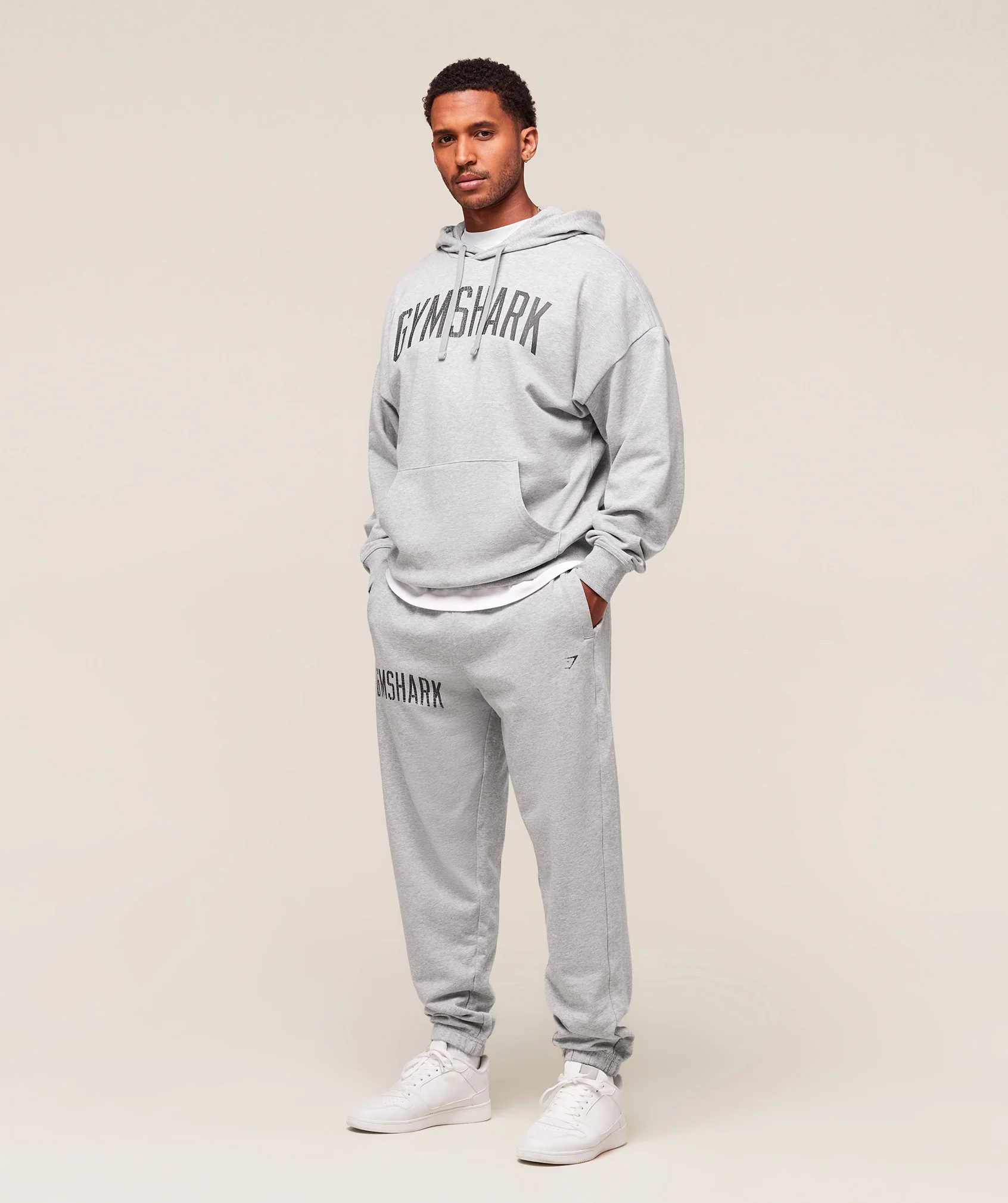 Gymshark Worn Graphic Joggers - Light Grey Core Marl - Image 5
