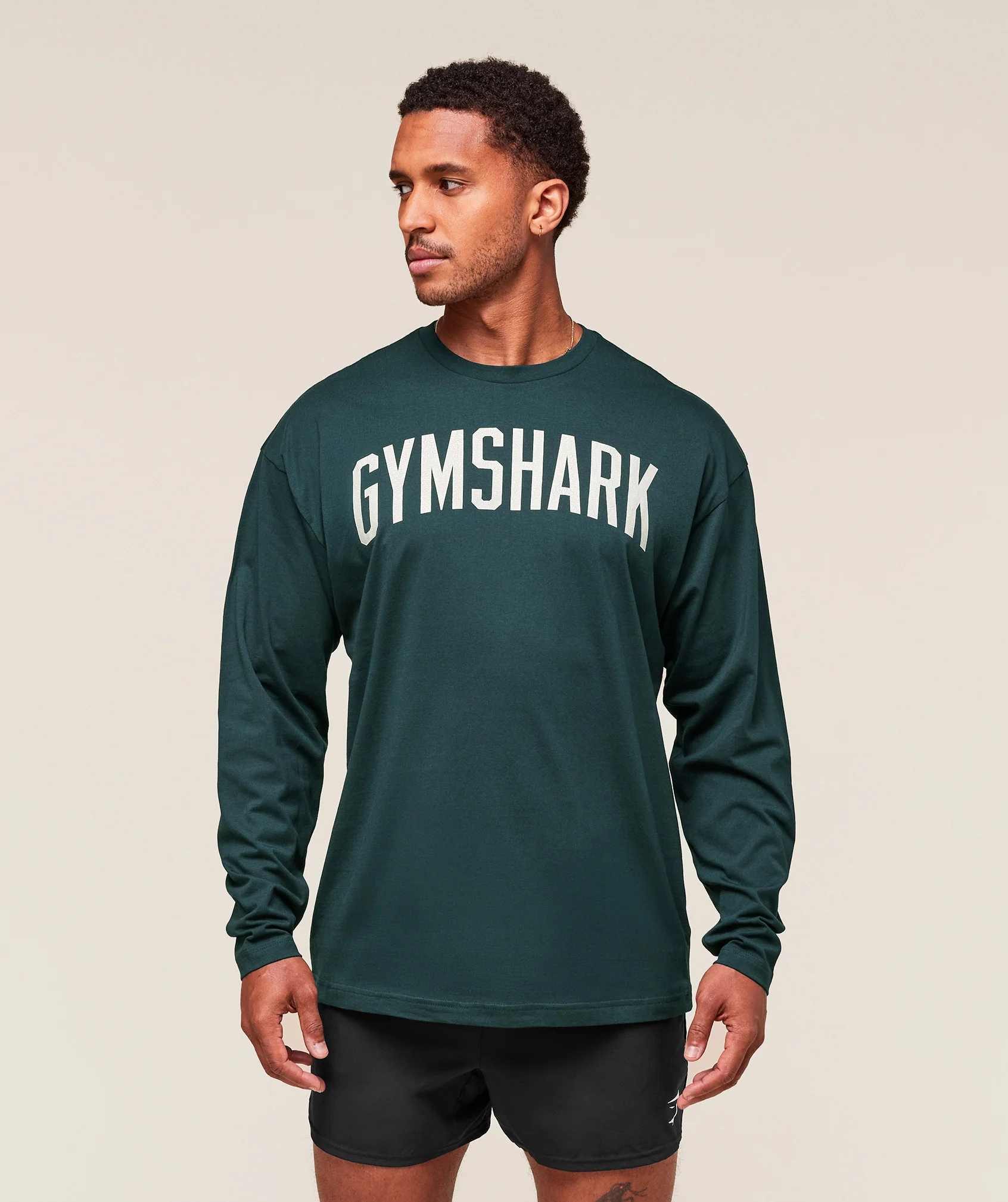 Gymshark Worn Graphic Long Sleeve T-Shirt - Deep Petrol Blue - Image 3