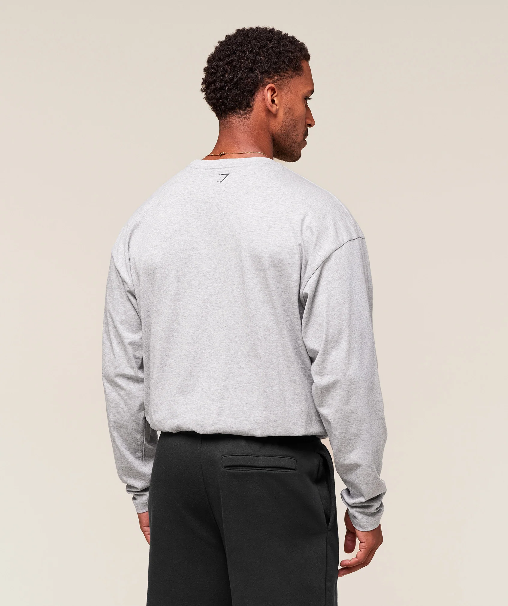Gymshark Worn Graphic Long Sleeve T-Shirt - Light Grey Core Marl - Image 2