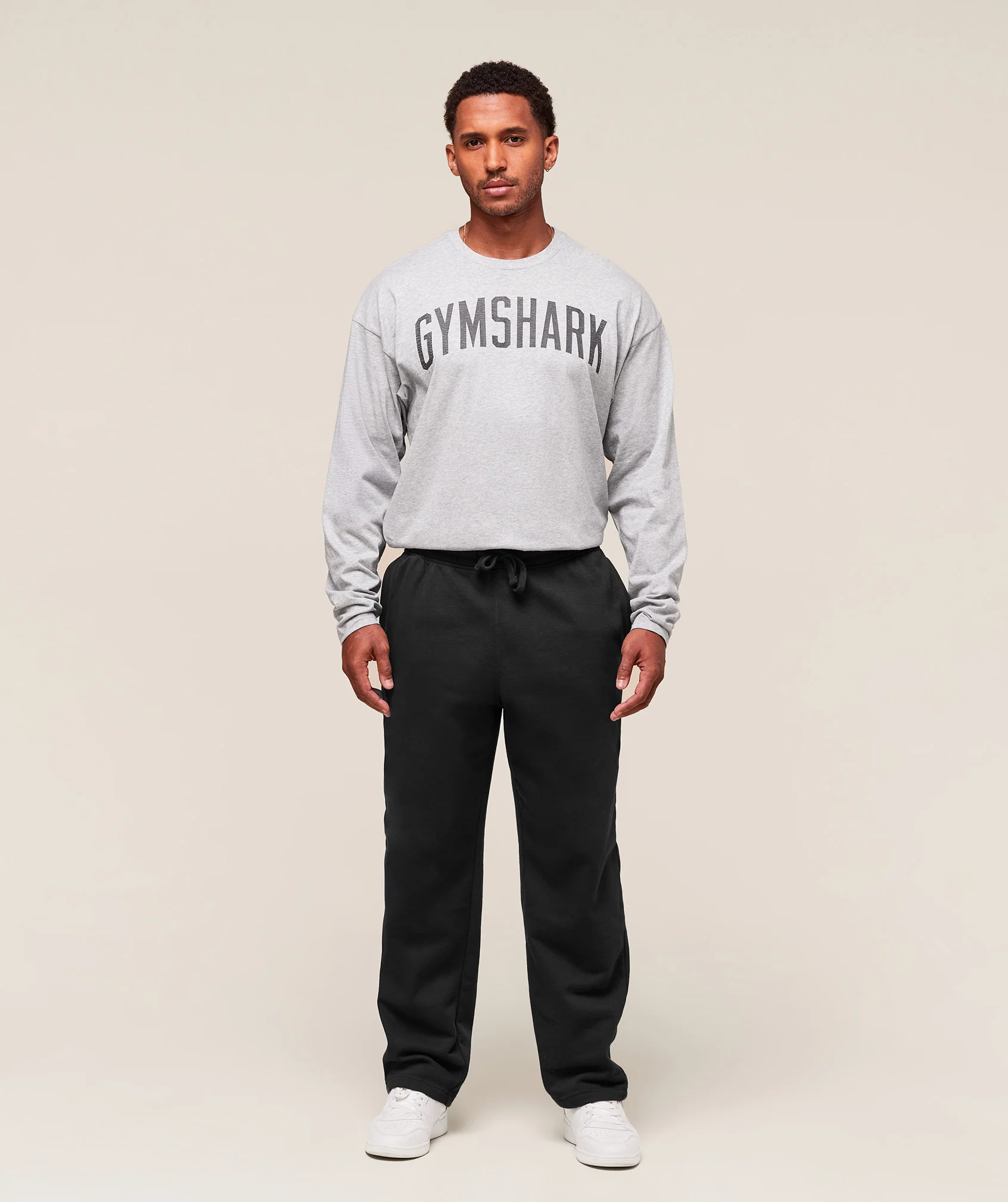 Gymshark Worn Graphic Long Sleeve T-Shirt - Light Grey Core Marl - Image 6