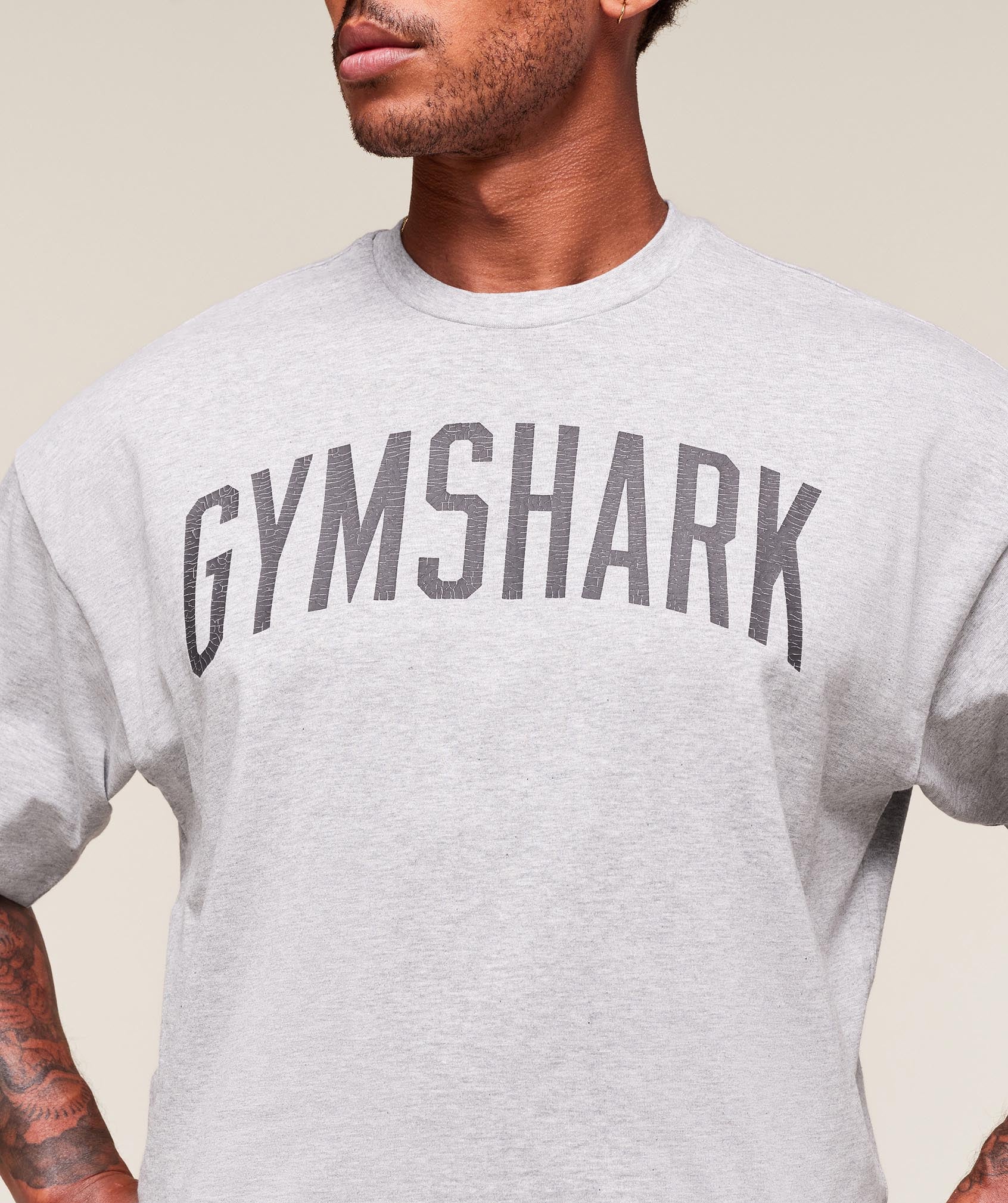 Gymshark Worn Graphic T-Shirt - Light Grey Core Marl - Image 3