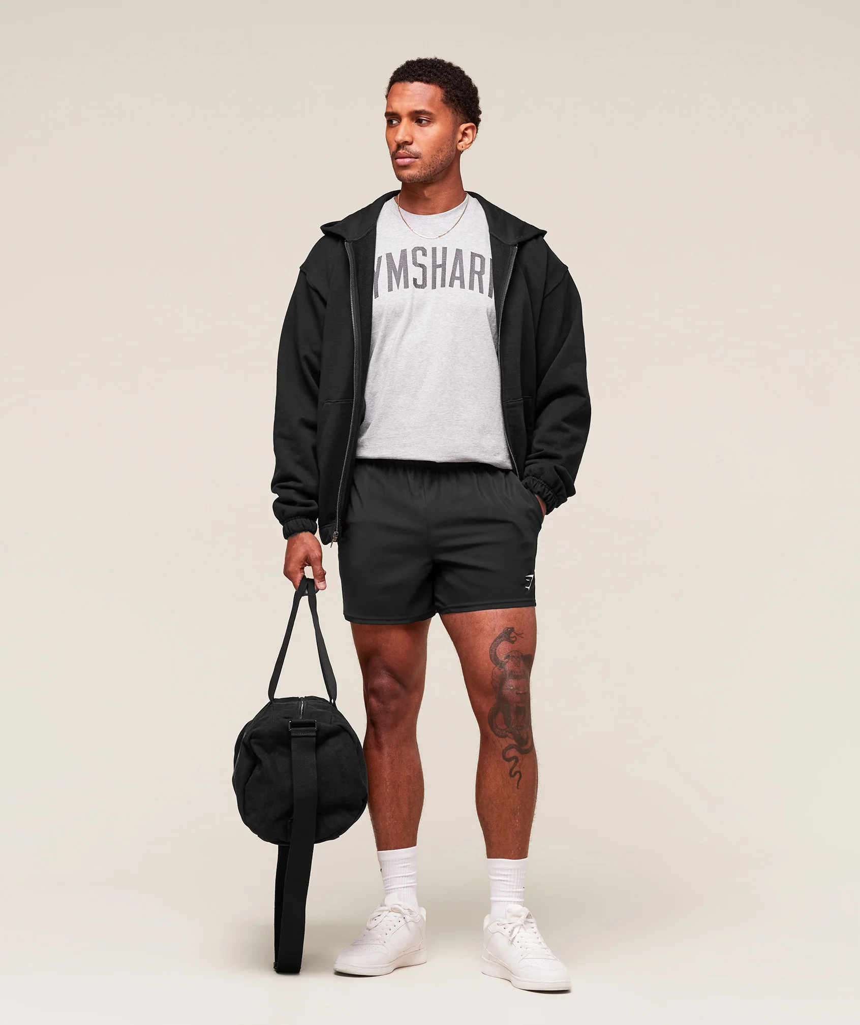 Gymshark Worn Graphic T-Shirt - Light Grey Core Marl - Image 5