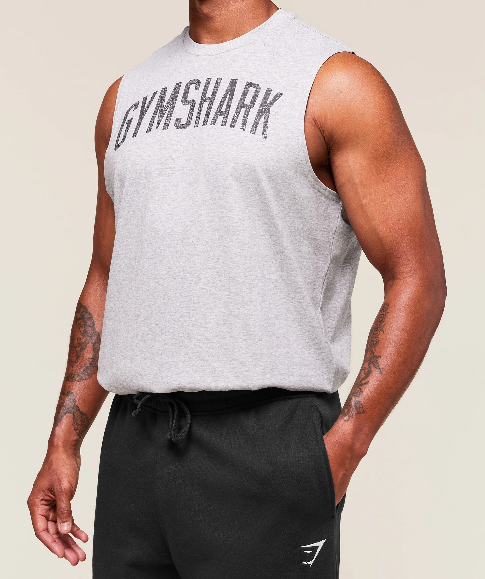 Gymshark Worn Graphic Tank - Light Grey Core Marl - Image 4