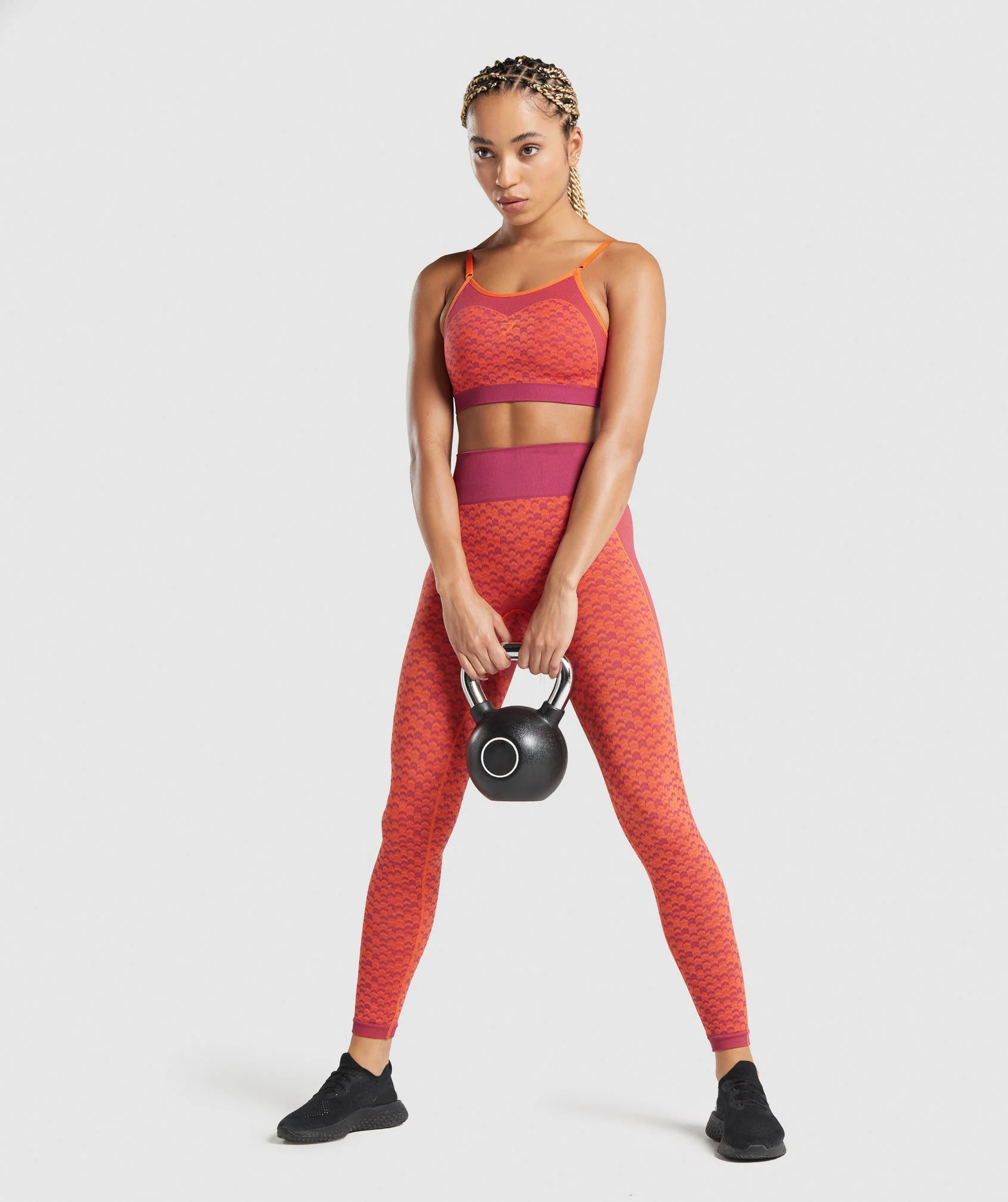 Gymshark WTFlex Seamless Strappy Sports Bra - Chevron | Pink - Image 4