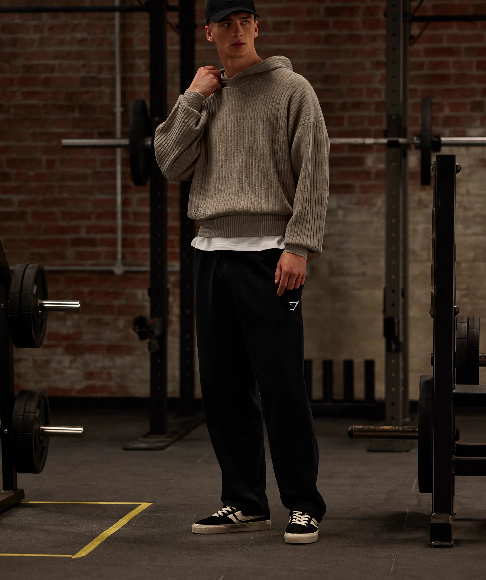 Gymshark x Saalt Studios Knitted Hoodie - Cement Brown/Oat White - Image 2