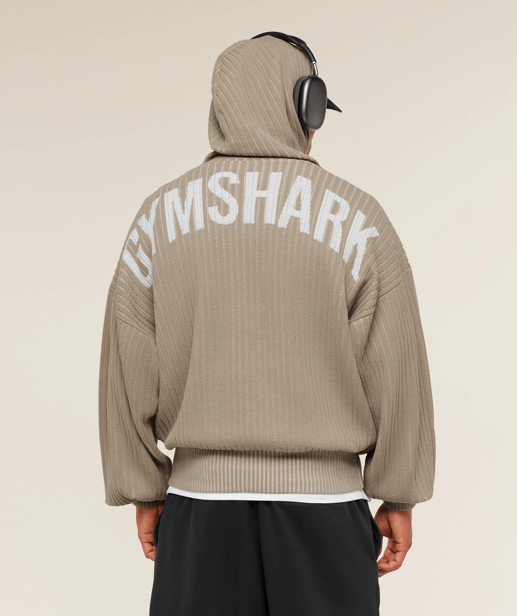 Gymshark x Saalt Studios Knitted Hoodie - Cement Brown/Oat White - Image 3