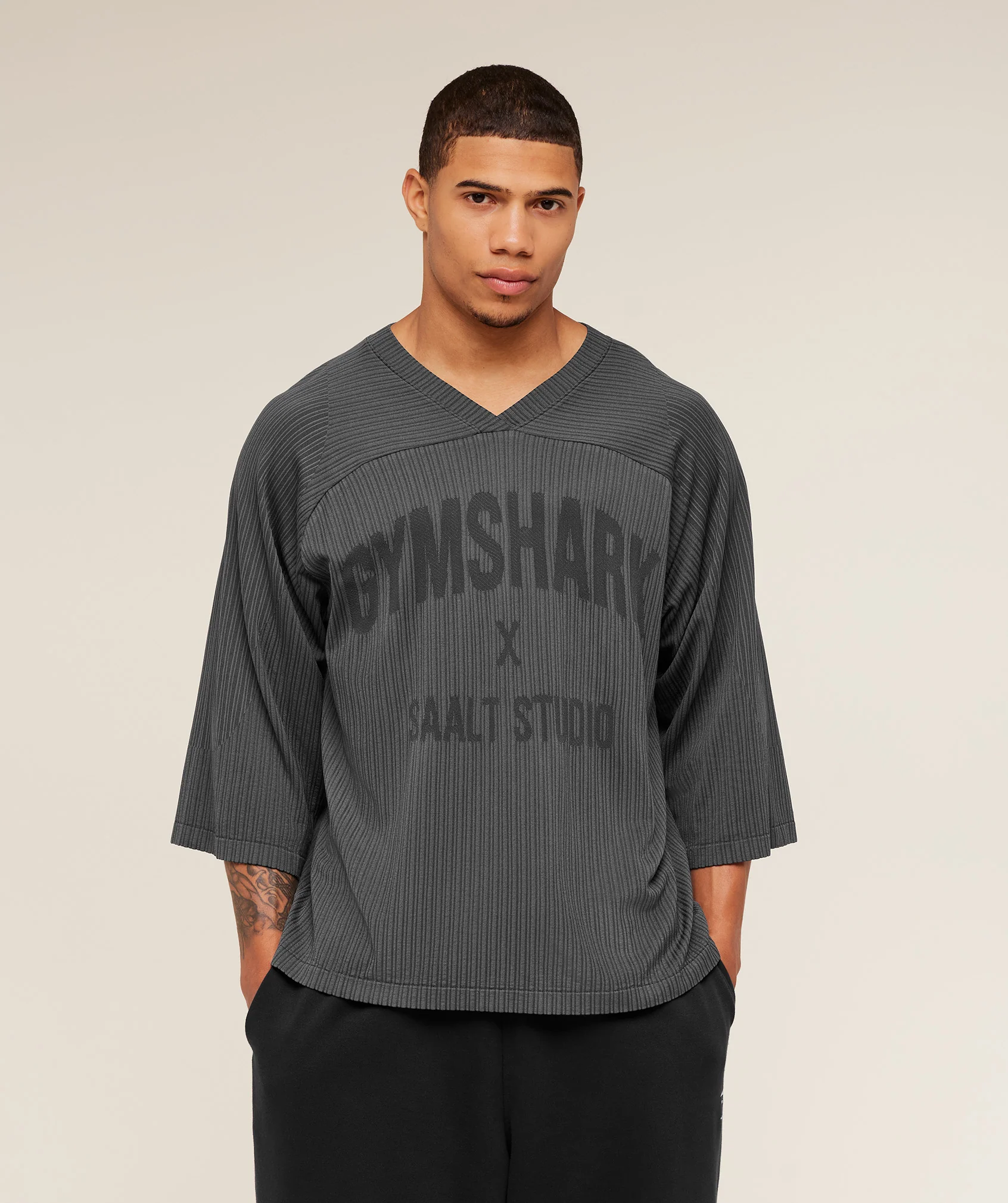 Gymshark x Saalt Studios Seamless Jersey - GS Asphalt Grey/GS Pitch Grey