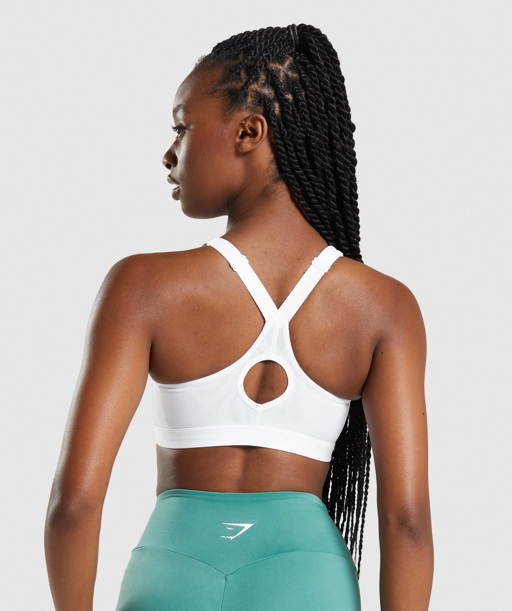 Gymshark Zip Up Sports Bra - White - Image 2