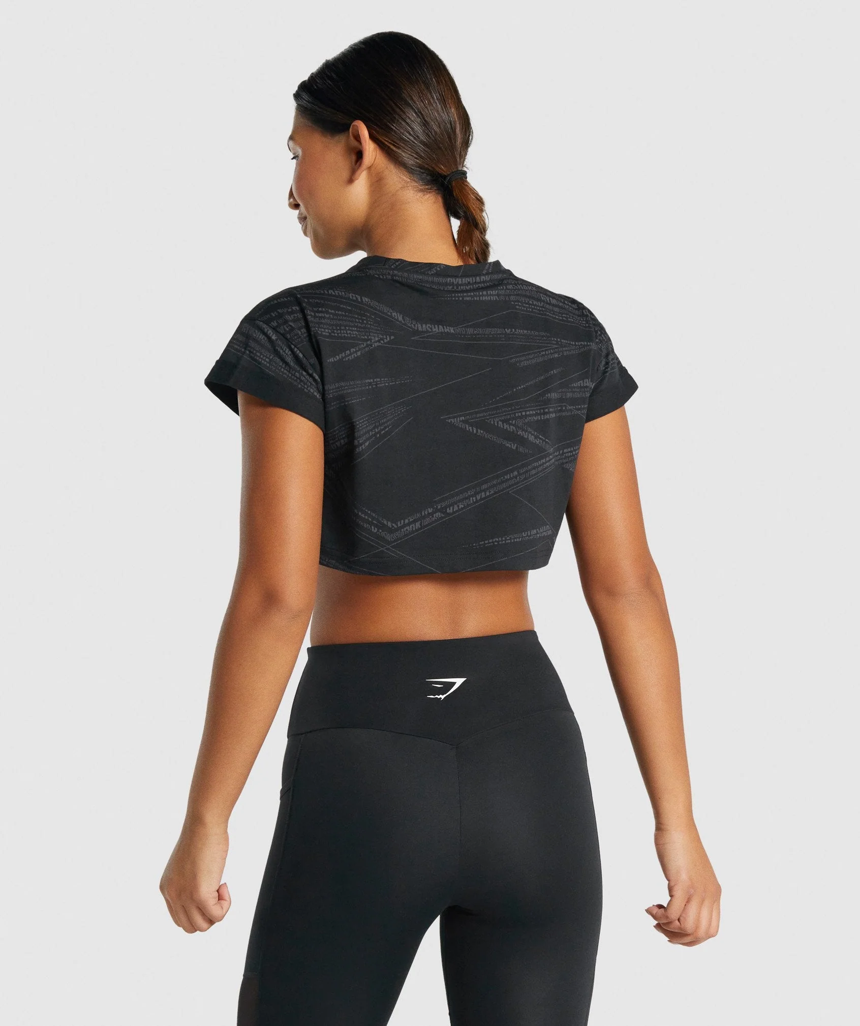 Gymshark Zone Graphic Crop Tee - Black/Grey - Image 2